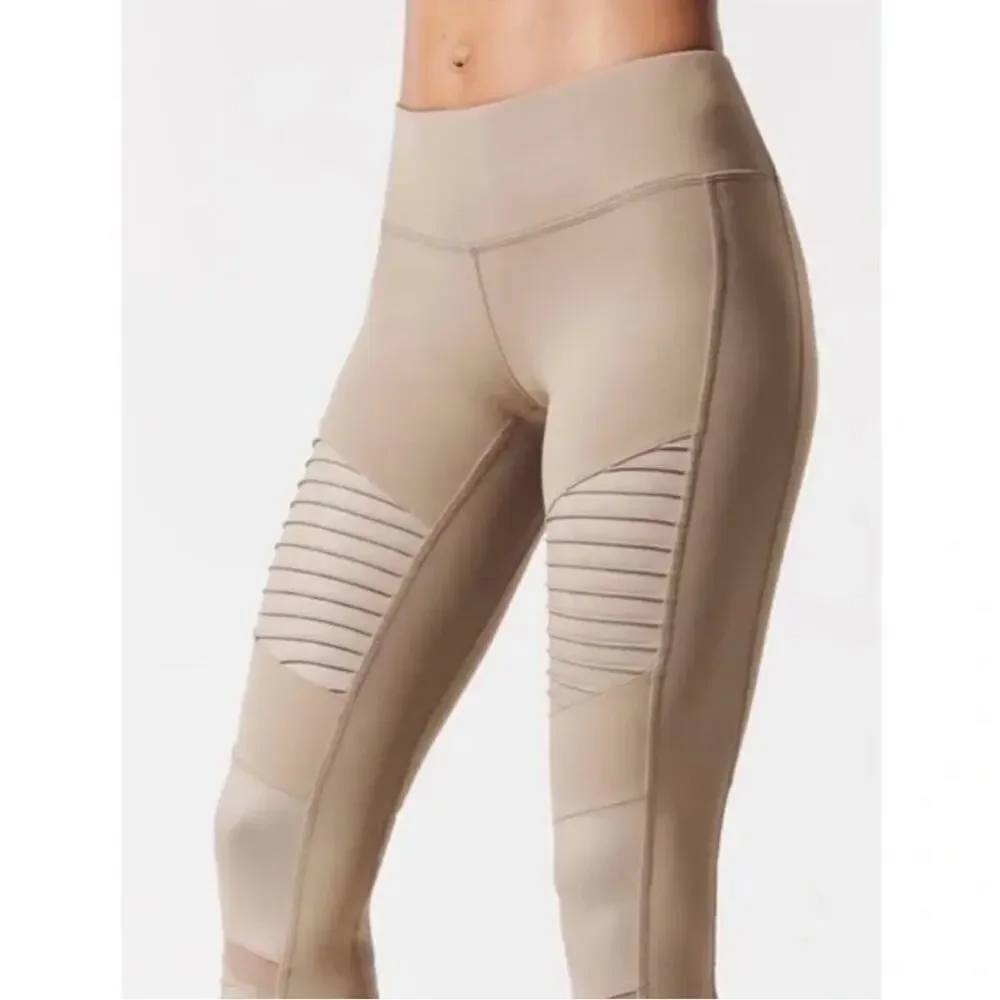 Alo Yoga Moto Gravel Gloss High Waisted Athletic Workout Gym Leggings Size S